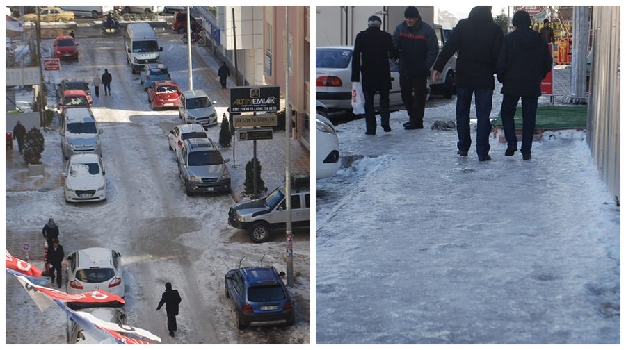 Sokaklar buz pistine döndü